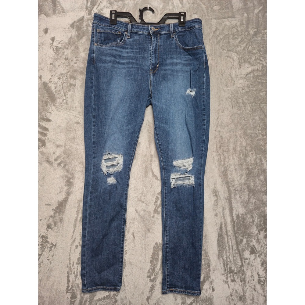 Levis 721 High Rise Skinny Jeans Distressed Medium‎ Wash Denim Size 33